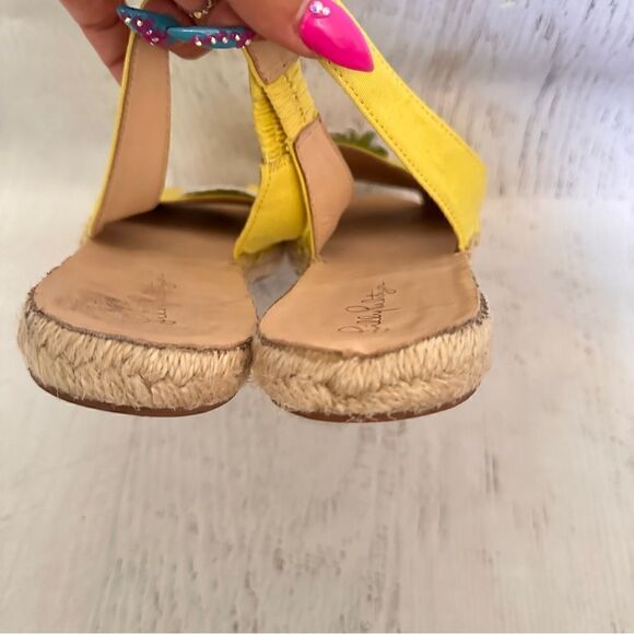 Lilly Pulitzer sling back espadrilles in watch hill yellow pineapple Sz 9 - Picture 5 of 10